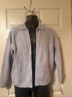 Alfred Dunner Lavender Knit Zip-Front Women's Sweater new with tags
